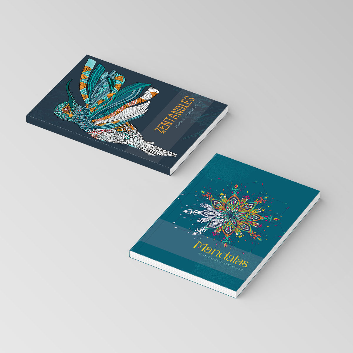 Adult Coloring Books / Zentangles African-inspired drawings of animals, landscapes and fruit / Mandalas featuring radial, abstract and henna-inspired geometric designs.